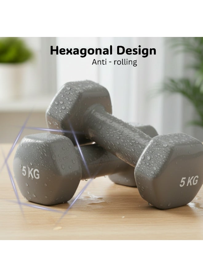 ENDLESS  Vinyl Coated Fixed Dumbbell for Gym Exercises | Pair of 5 Kg ( 2 * 11 LB ) | Material : Iron with Vinyl Coat | Weights for Women and Men - Image 4